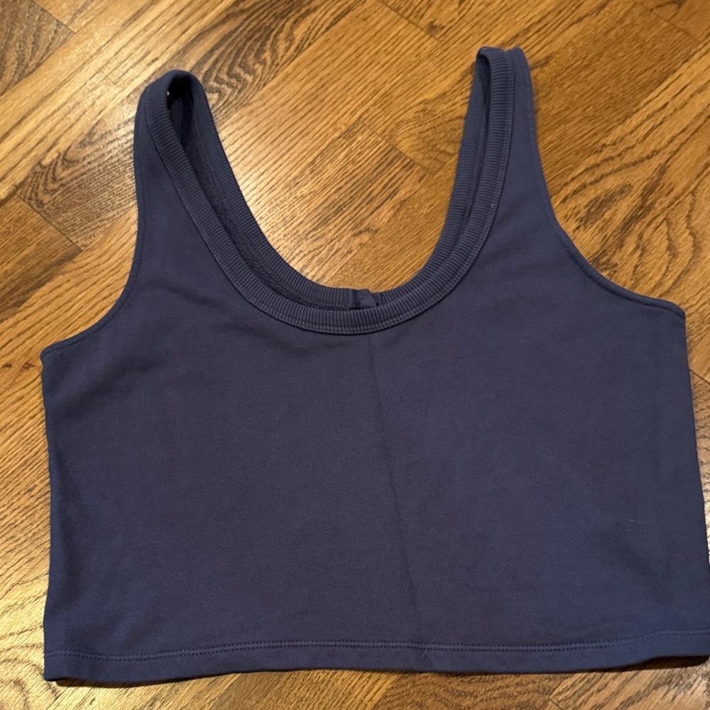Aerie Navy Blue Cropped Tank Top with cut outs on the side